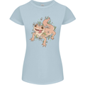 Gekko With Flowers Lizards Womens Petite Cut T-Shirt Light Blue