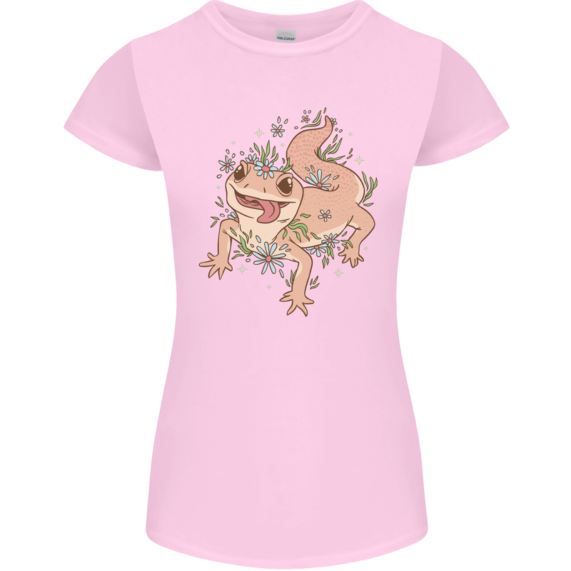 Gekko With Flowers Lizards Womens Petite Cut T-Shirt Light Pink