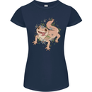 Gekko With Flowers Lizards Womens Petite Cut T-Shirt Navy Blue