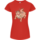 Gekko With Flowers Lizards Womens Petite Cut T-Shirt Red