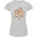 Gekko With Flowers Lizards Womens Petite Cut T-Shirt Sports Grey