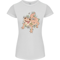 Gekko With Flowers Lizards Womens Petite Cut T-Shirt White