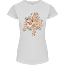 Gekko With Flowers Lizards Womens Petite Cut T-Shirt White