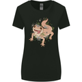 Gekko With Flowers Lizards Womens Wider Cut T-Shirt Black