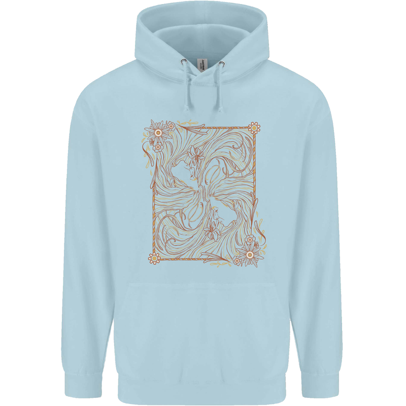 Gemini Faces Star Sign Astrological Zodiac Childrens Kids Hoodie Light Blue