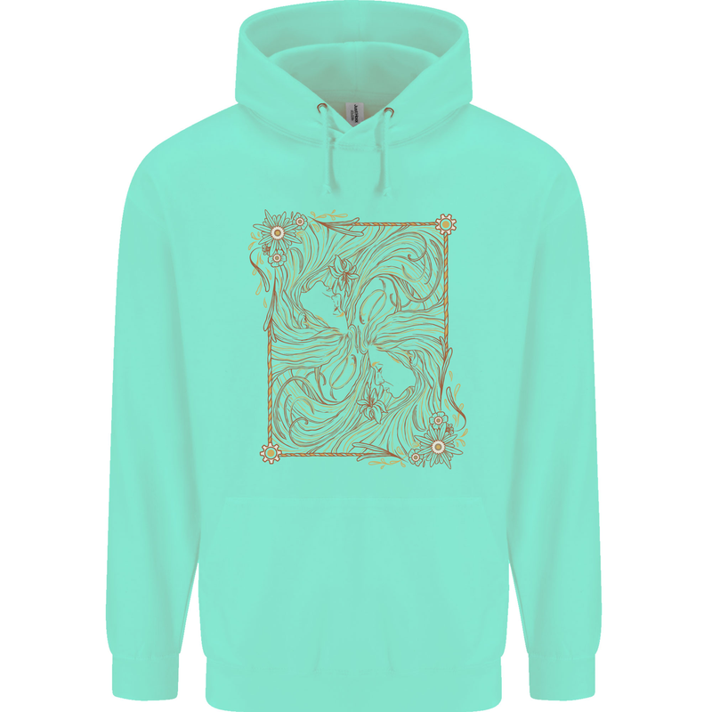 Gemini Faces Star Sign Astrological Zodiac Childrens Kids Hoodie Peppermint