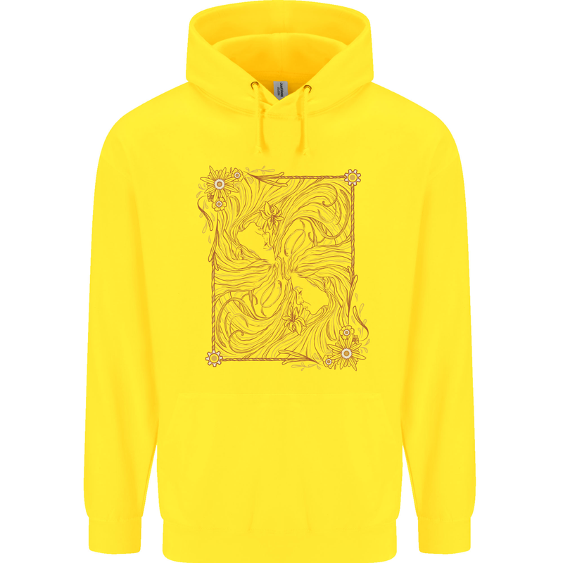 Gemini Faces Star Sign Astrological Zodiac Childrens Kids Hoodie Yellow