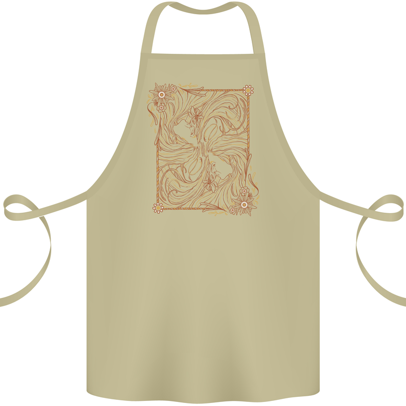 Gemini Faces Star Sign Astrological Zodiac Cotton Apron 100% Organic Khaki