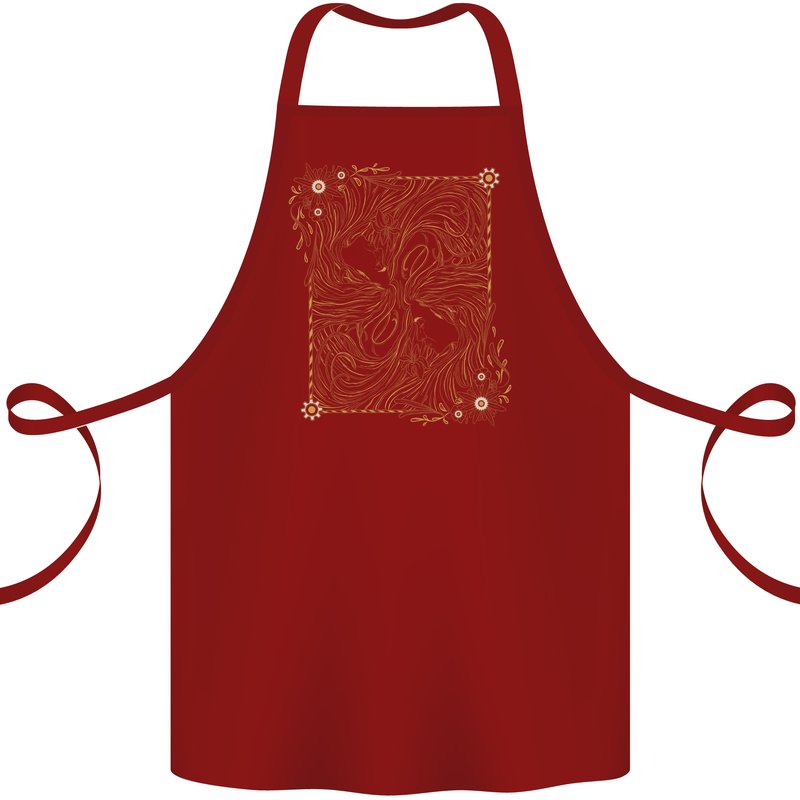 Gemini Faces Star Sign Astrological Zodiac Cotton Apron 100% Organic Maroon
