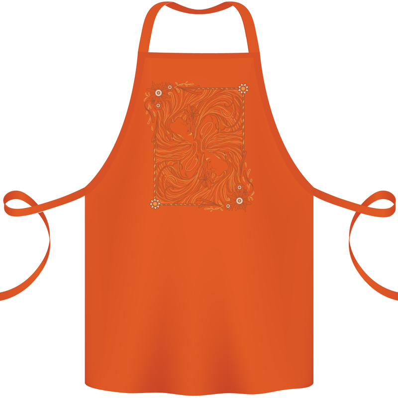 Gemini Faces Star Sign Astrological Zodiac Cotton Apron 100% Organic Orange