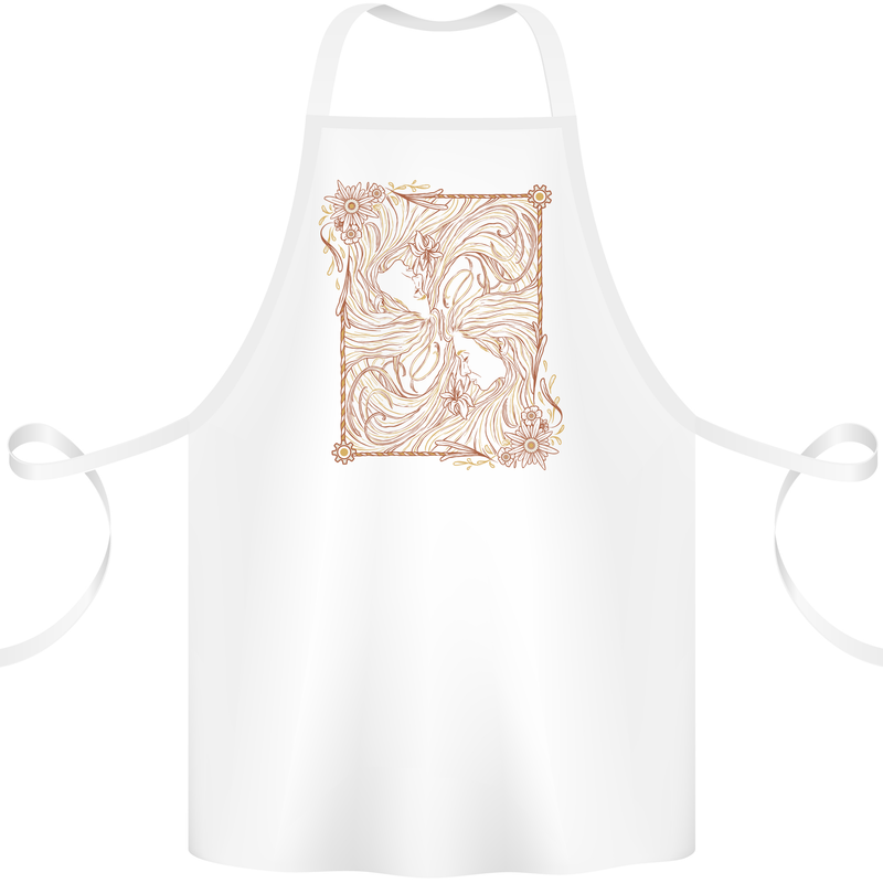 Gemini Faces Star Sign Astrological Zodiac Cotton Apron 100% Organic White
