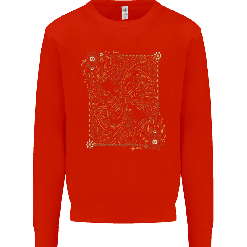Gemini Faces Star Sign Astrological Zodiac Kids Sweatshirt Jumper Bright Red