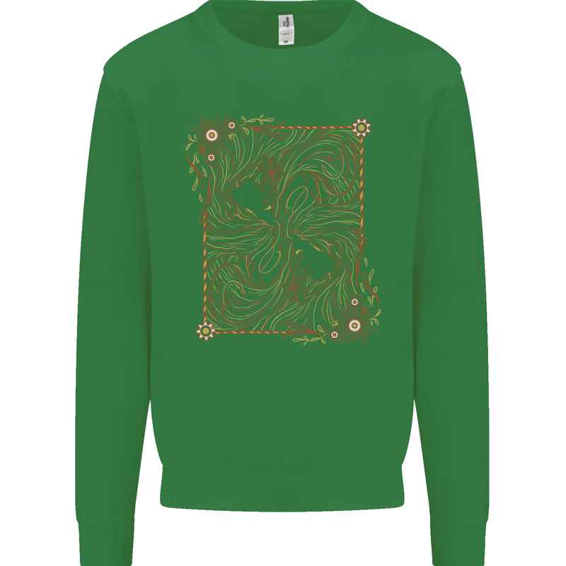 Gemini Faces Star Sign Astrological Zodiac Kids Sweatshirt Jumper Irish Green