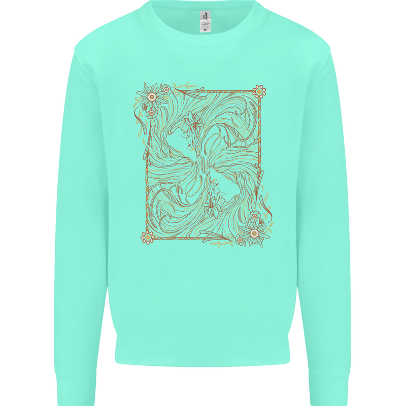 Gemini Faces Star Sign Astrological Zodiac Kids Sweatshirt Jumper Peppermint