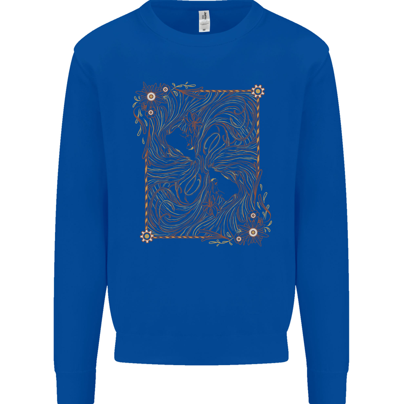 Gemini Faces Star Sign Astrological Zodiac Kids Sweatshirt Jumper Royal Blue