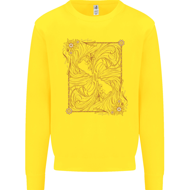 Gemini Faces Star Sign Astrological Zodiac Kids Sweatshirt Jumper Yellow