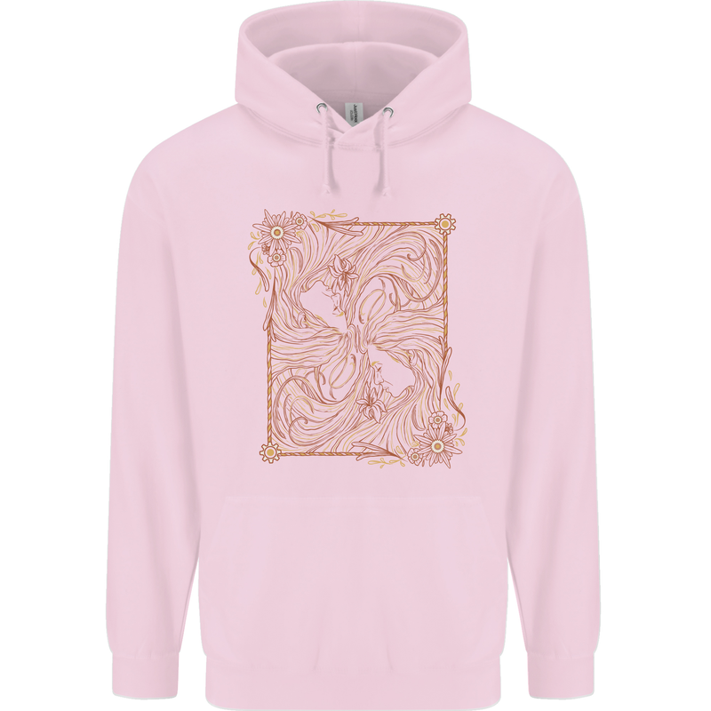 Gemini Faces Star Sign Astrological Zodiac Mens 80% Cotton Hoodie Light Pink