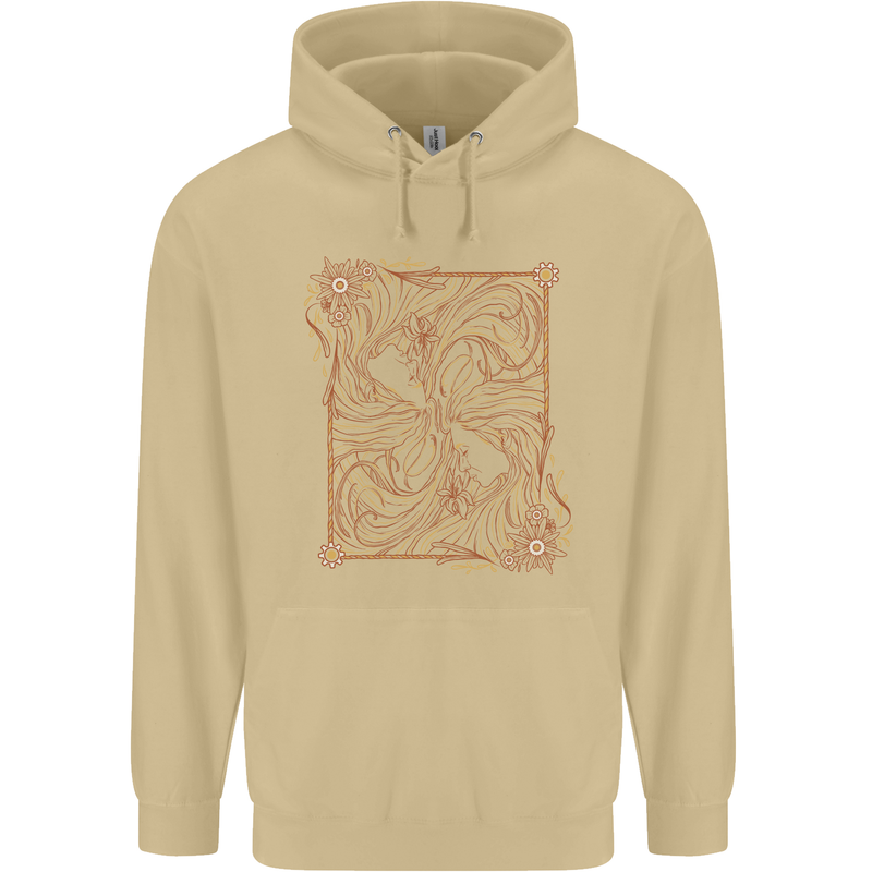 Gemini Faces Star Sign Astrological Zodiac Mens 80% Cotton Hoodie Sand