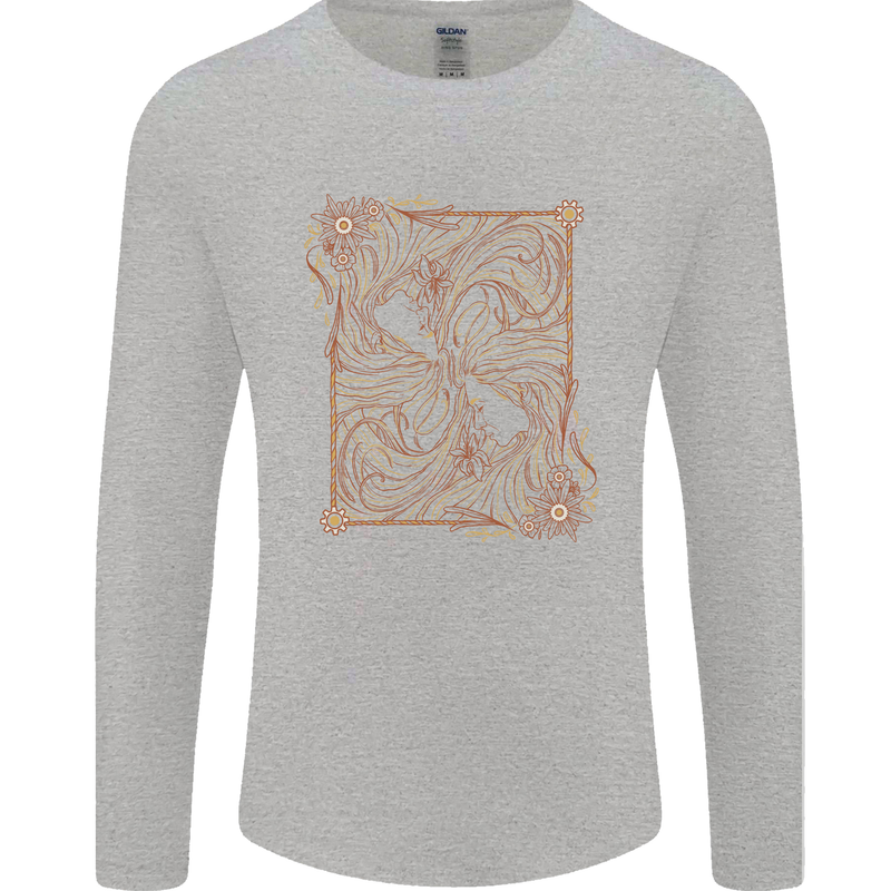 Gemini Faces Star Sign Astrological Zodiac Mens Long Sleeve T-Shirt Sports Grey