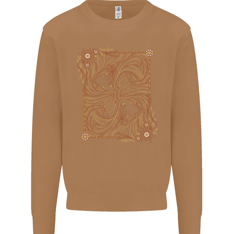 Gemini Faces Star Sign Astrological Zodiac Mens Sweatshirt Jumper Caramel Latte