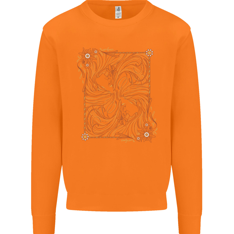 Gemini Faces Star Sign Astrological Zodiac Mens Sweatshirt Jumper Orange