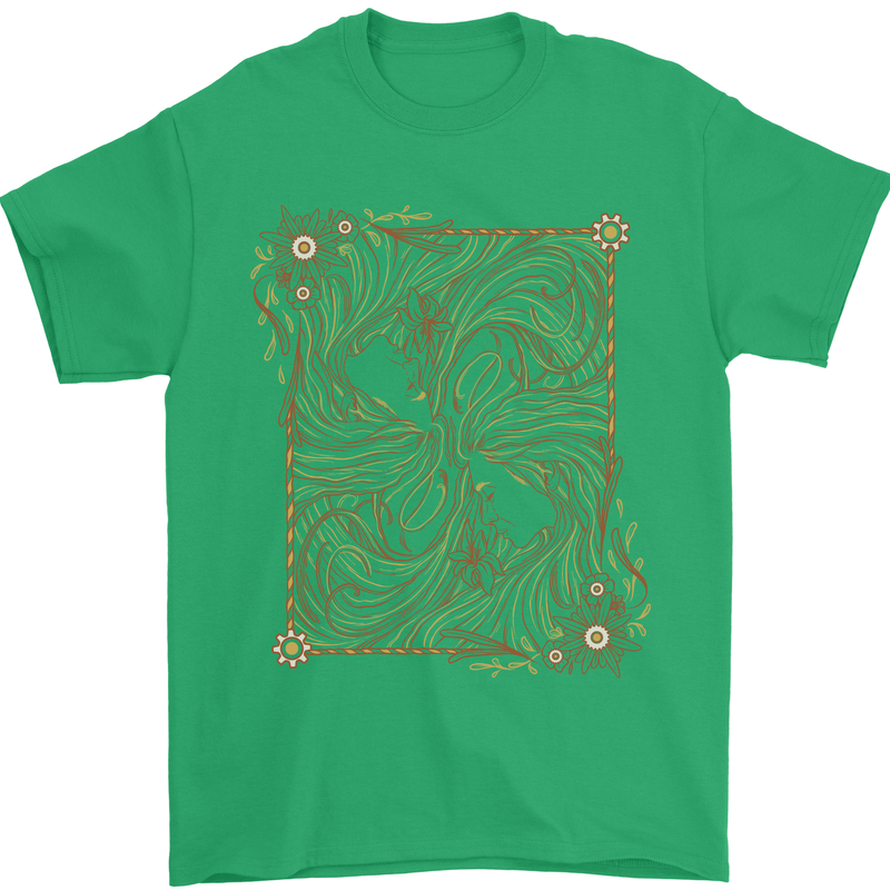 Gemini Faces Star Sign Astrological Zodiac Mens T-Shirt 100% Cotton Irish Green