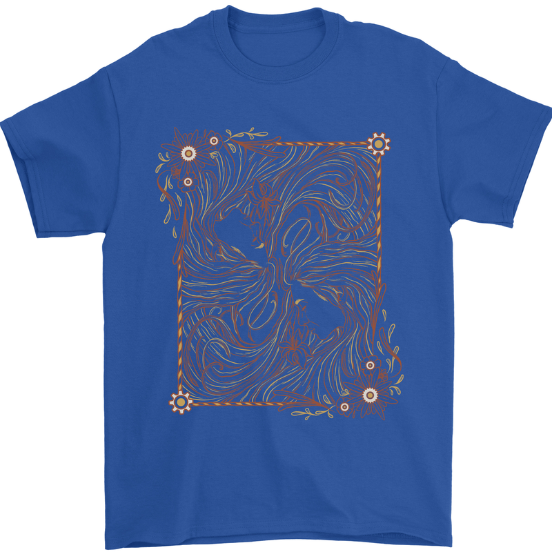 Gemini Faces Star Sign Astrological Zodiac Mens T-Shirt 100% Cotton Royal Blue