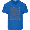 Gemini Faces Star Sign Astrological Zodiac Mens V-Neck Cotton T-Shirt Royal Blue