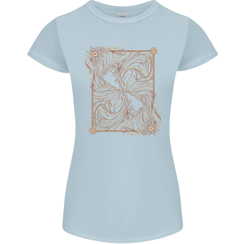 Gemini Faces Star Sign Astrological Zodiac Womens Petite Cut T-Shirt Light Blue