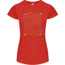 Gemini Faces Star Sign Astrological Zodiac Womens Petite Cut T-Shirt Red