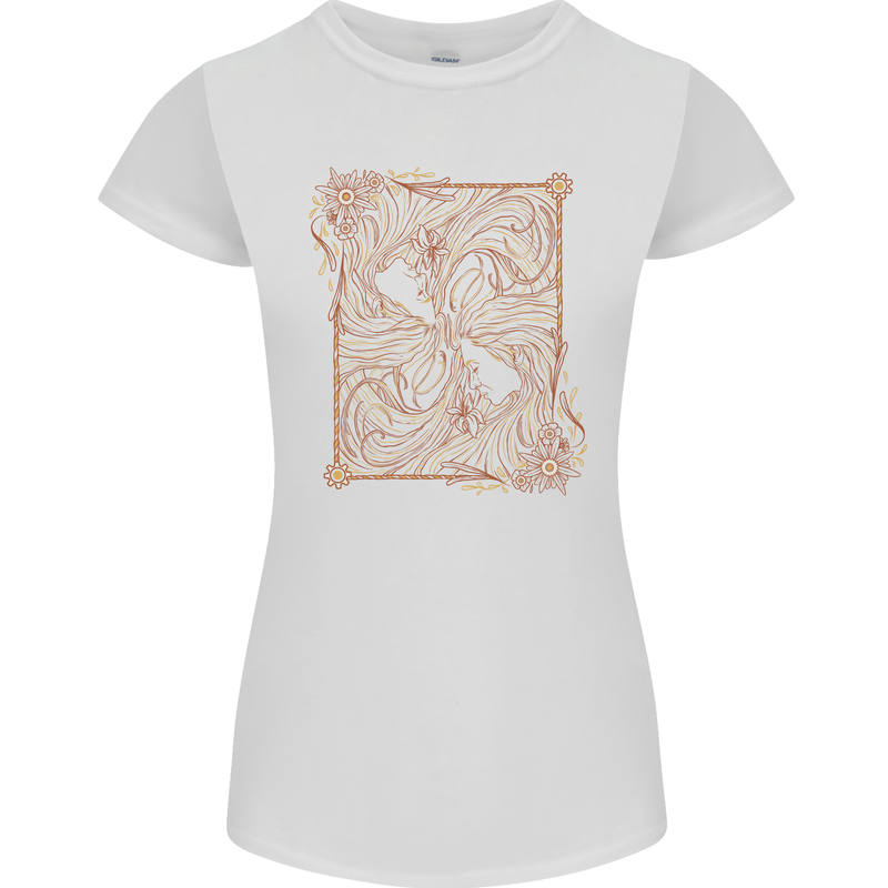 Gemini Faces Star Sign Astrological Zodiac Womens Petite Cut T-Shirt White