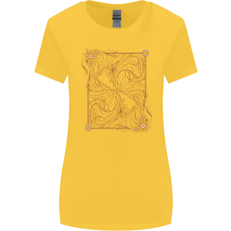 Gemini Faces Star Sign Astrological Zodiac Womens Wider Cut T-Shirt Yellow
