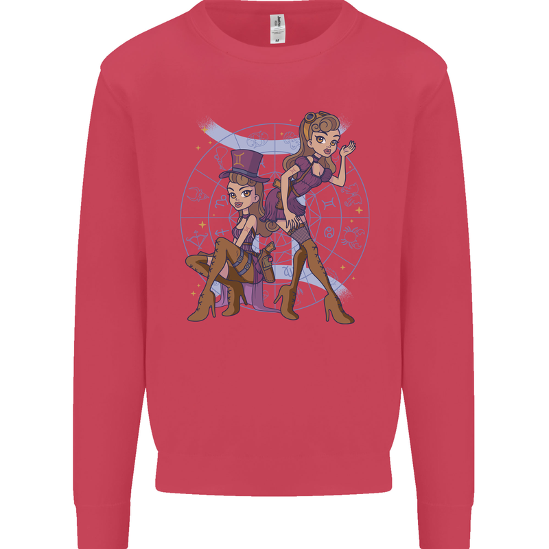 Gemini Star Sign Astrological Zodiac Kids Sweatshirt Jumper Heliconia