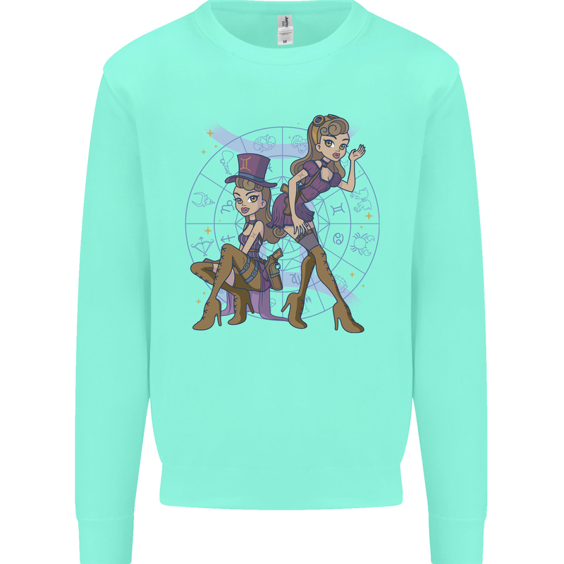 Gemini Star Sign Astrological Zodiac Kids Sweatshirt Jumper Peppermint