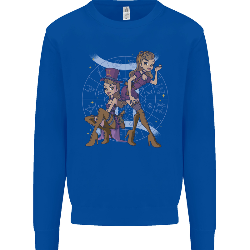 Gemini Star Sign Astrological Zodiac Kids Sweatshirt Jumper Royal Blue