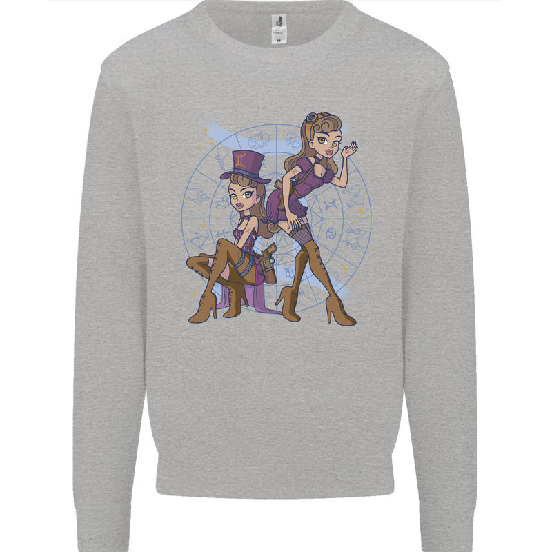 Gemini Star Sign Astrological Zodiac Kids Sweatshirt Jumper Sports Grey