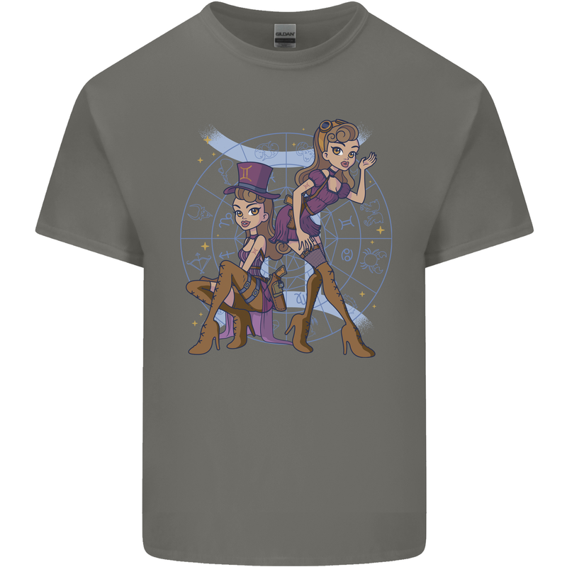 Gemini Star Sign Astrological Zodiac Kids T-Shirt Childrens Charcoal