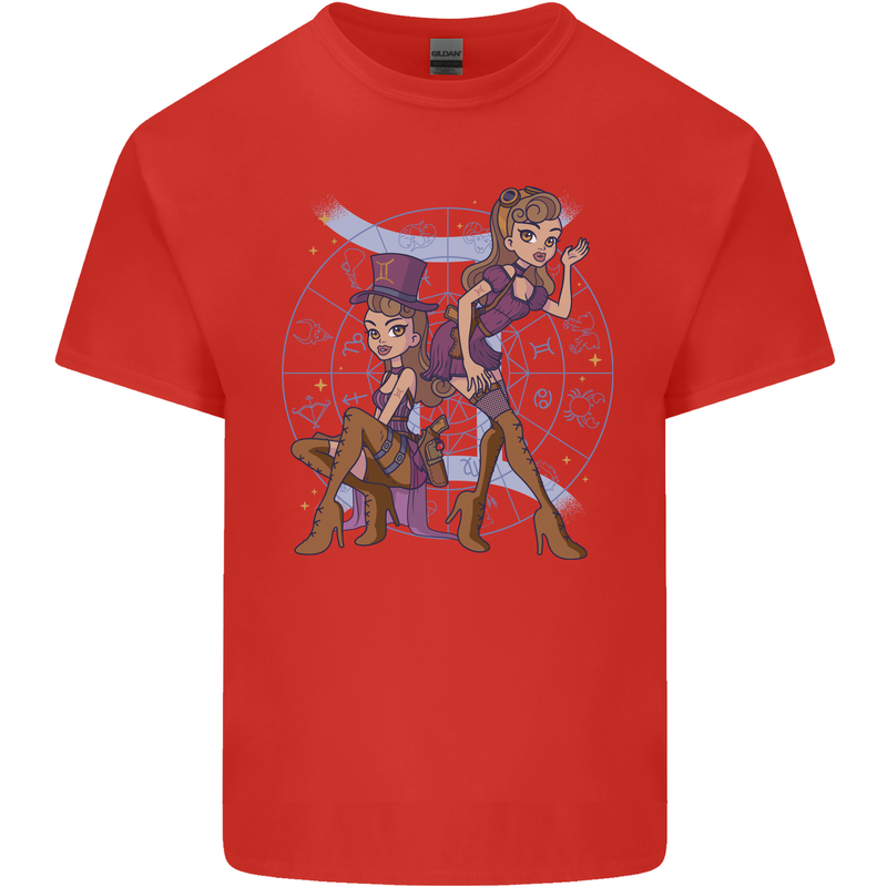 Gemini Star Sign Astrological Zodiac Kids T-Shirt Childrens Red