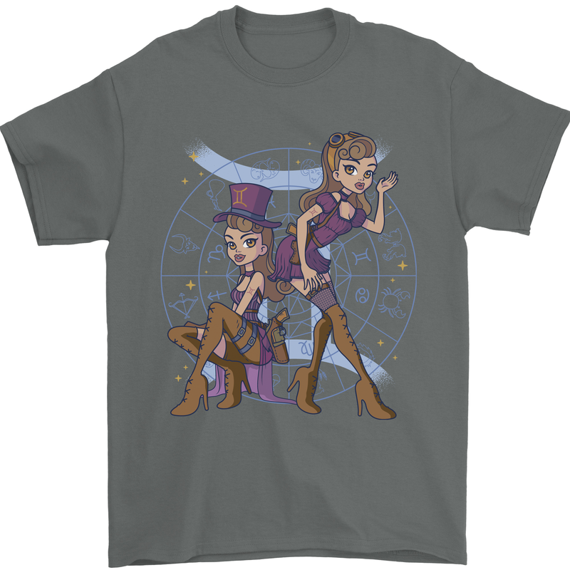 Gemini Star Sign Astrological Zodiac Mens T-Shirt 100% Cotton Charcoal