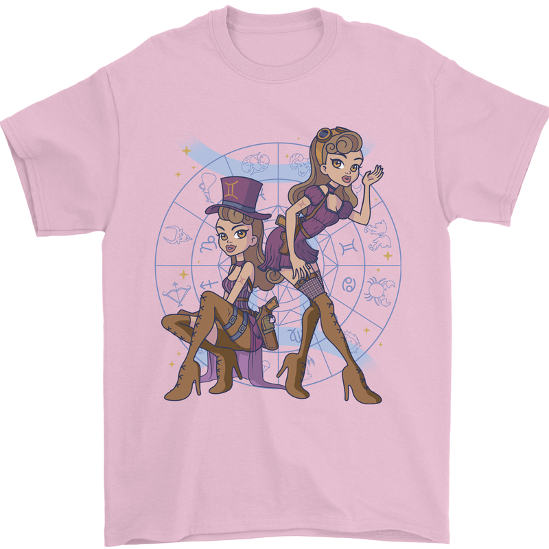 Gemini Star Sign Astrological Zodiac Mens T-Shirt 100% Cotton Light Pink