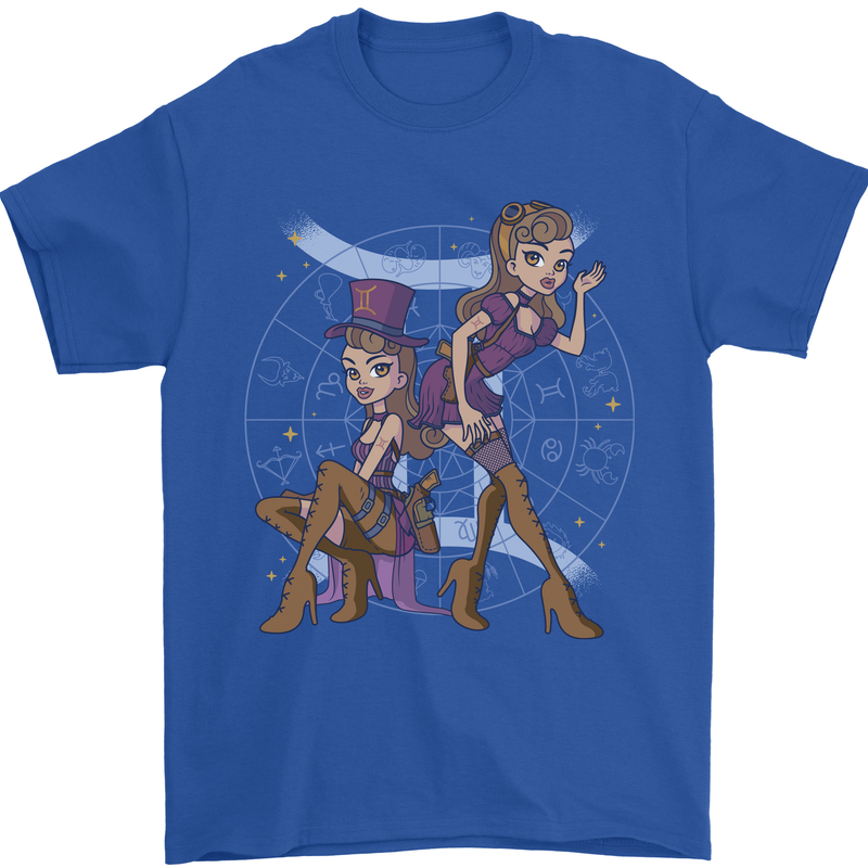 Gemini Star Sign Astrological Zodiac Mens T-Shirt 100% Cotton Royal Blue
