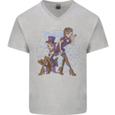 Gemini Star Sign Astrological Zodiac Mens V-Neck Cotton T-Shirt Sports Grey