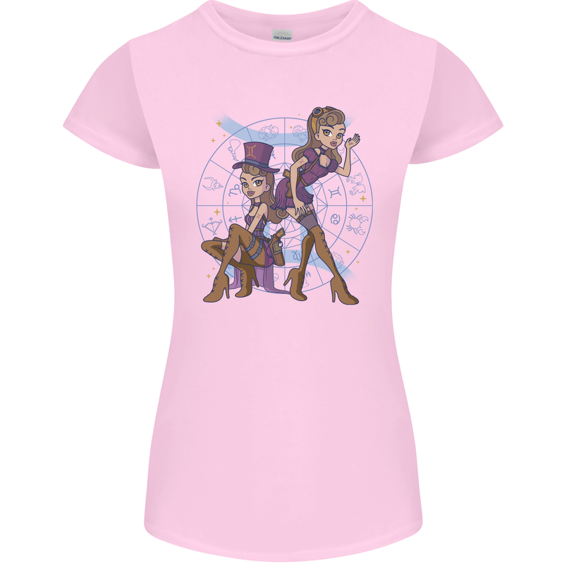 Gemini Star Sign Astrological Zodiac Womens Petite Cut T-Shirt Light Pink