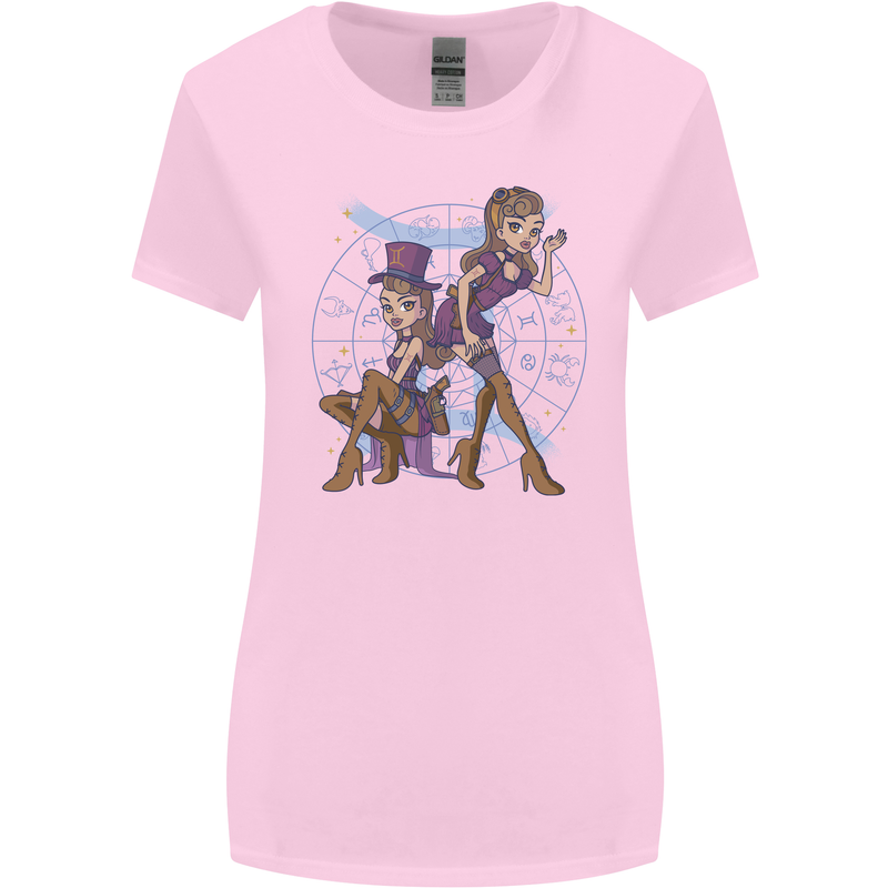 Gemini Star Sign Astrological Zodiac Womens Wider Cut T-Shirt Light Pink