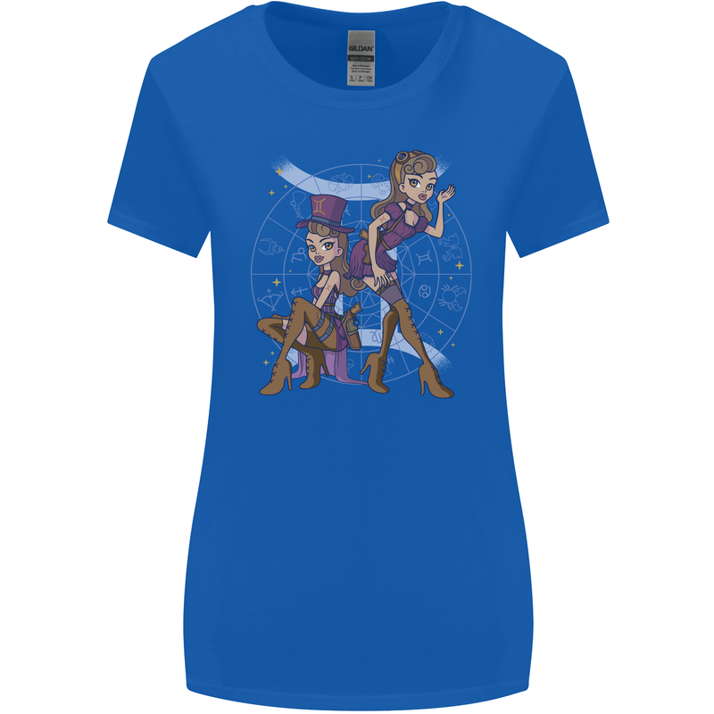 Gemini Star Sign Astrological Zodiac Womens Wider Cut T-Shirt Royal Blue