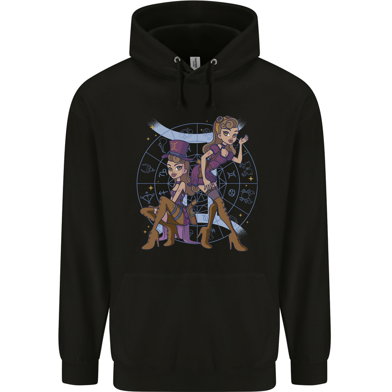 Gemini Star Sign Zodiac Astrological Childrens Kids Hoodie Black