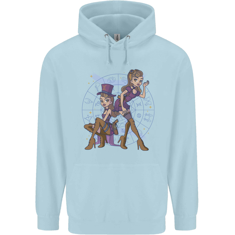 Gemini Star Sign Zodiac Astrological Childrens Kids Hoodie Light Blue