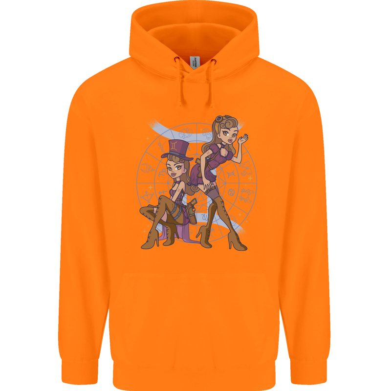 Gemini Star Sign Zodiac Astrological Childrens Kids Hoodie Orange