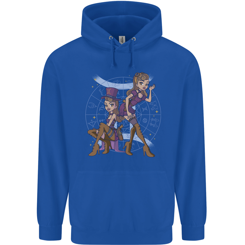 Gemini Star Sign Zodiac Astrological Childrens Kids Hoodie Royal Blue