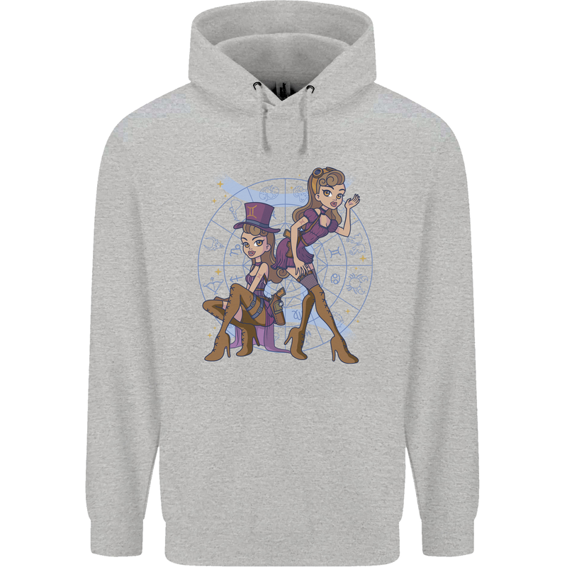 Gemini Star Sign Zodiac Astrological Childrens Kids Hoodie Sports Grey